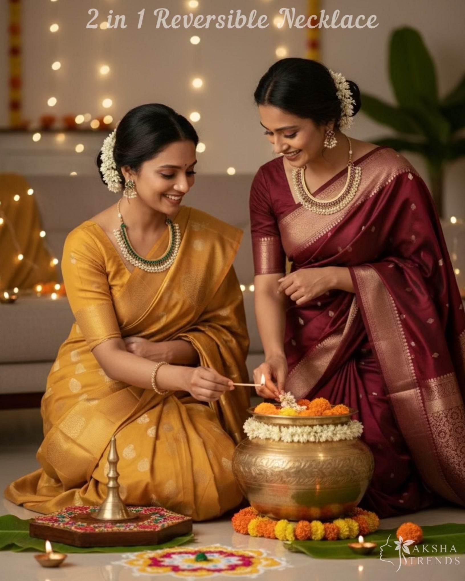 2in1 Reversible Kemp Guttapusalu Necklace Aksha Trends