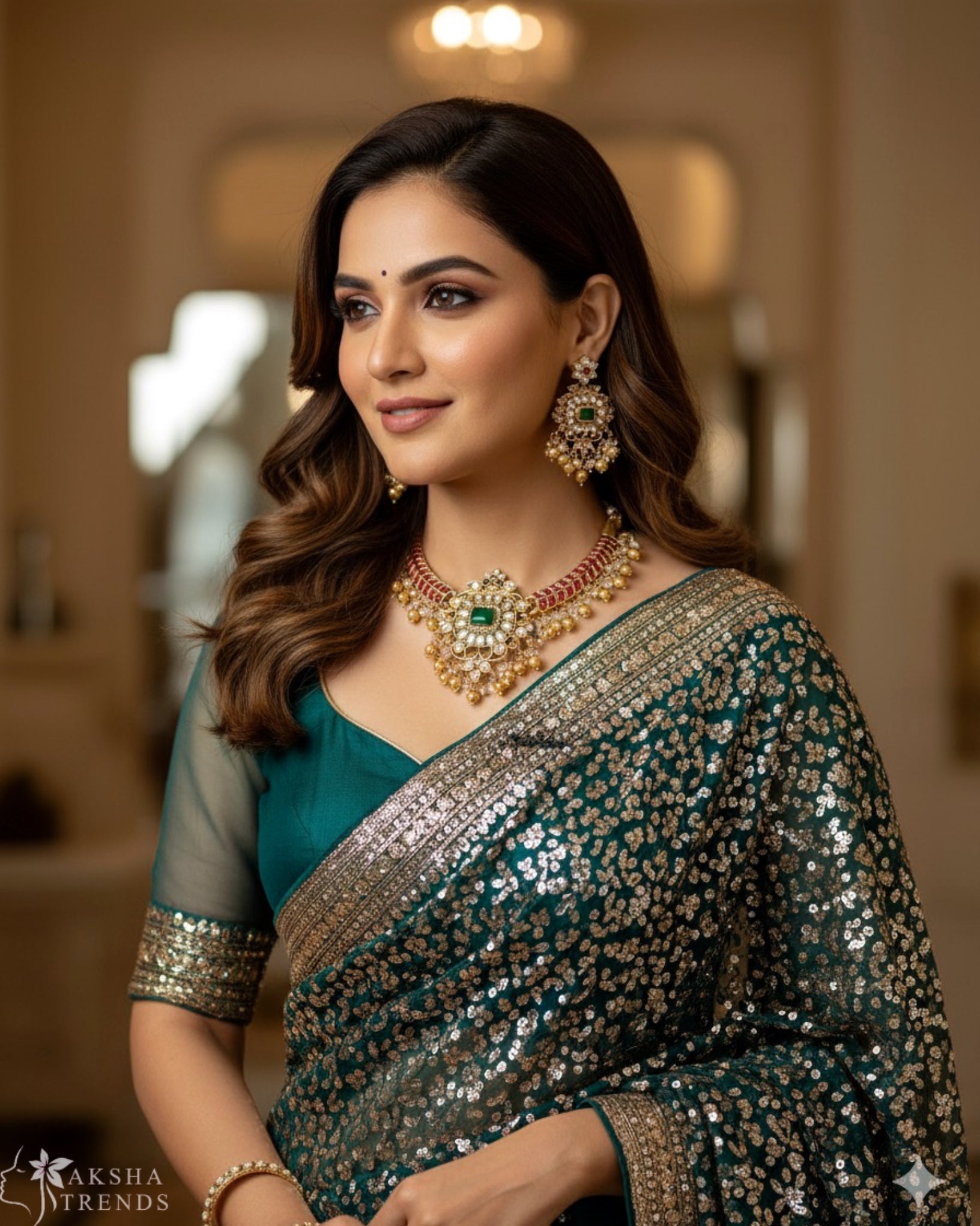 Bridal kemp choker -Gold Aksha Trends