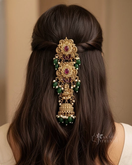 Lakshmi nagas green Jadai billa -small Aksha Trends