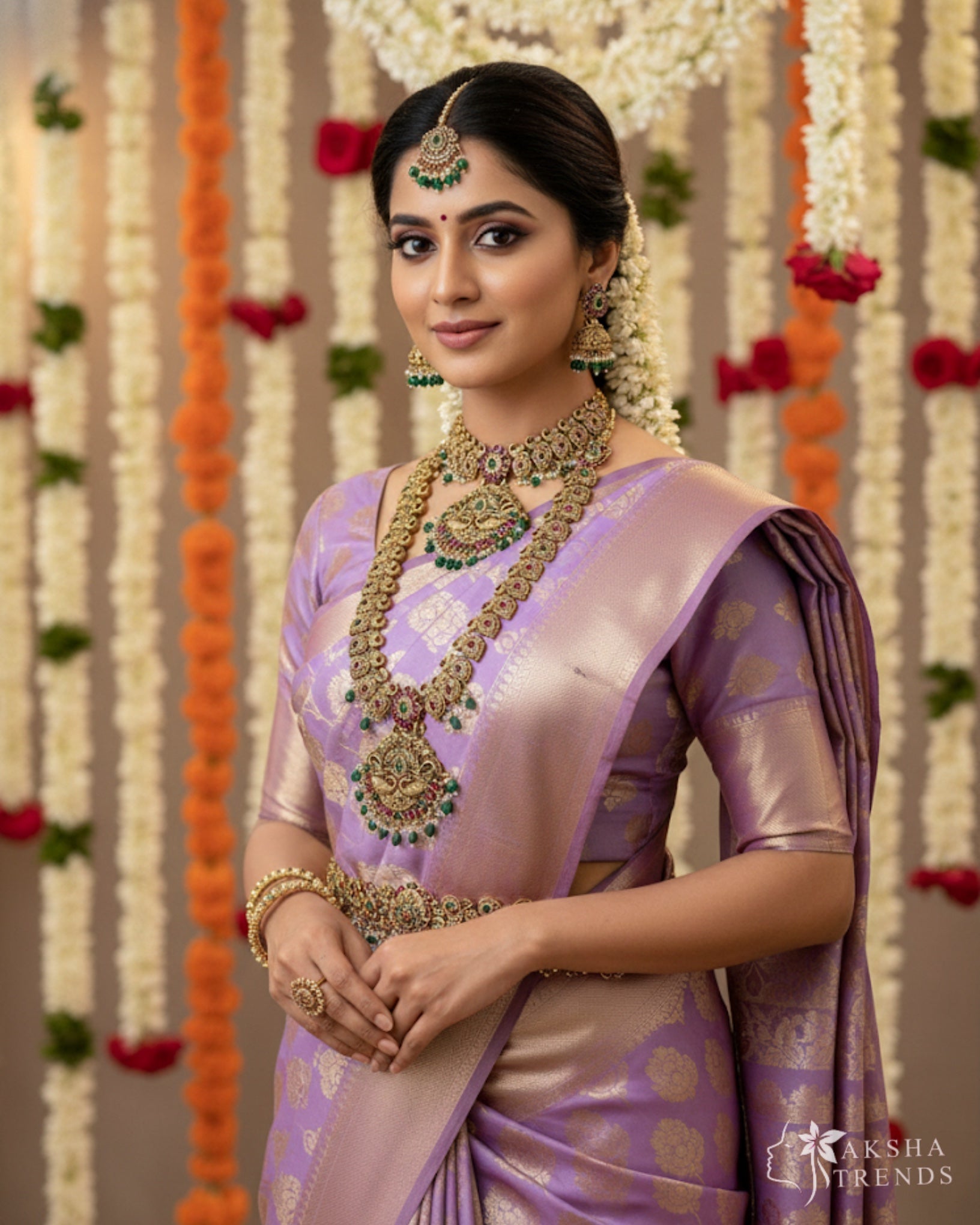 Antique Floral semi bridal -Green Aksha Trends