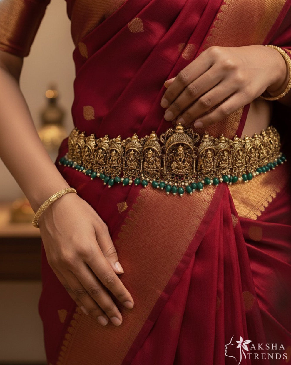 Antique bridal hipbelt -Green Aksha Trends 