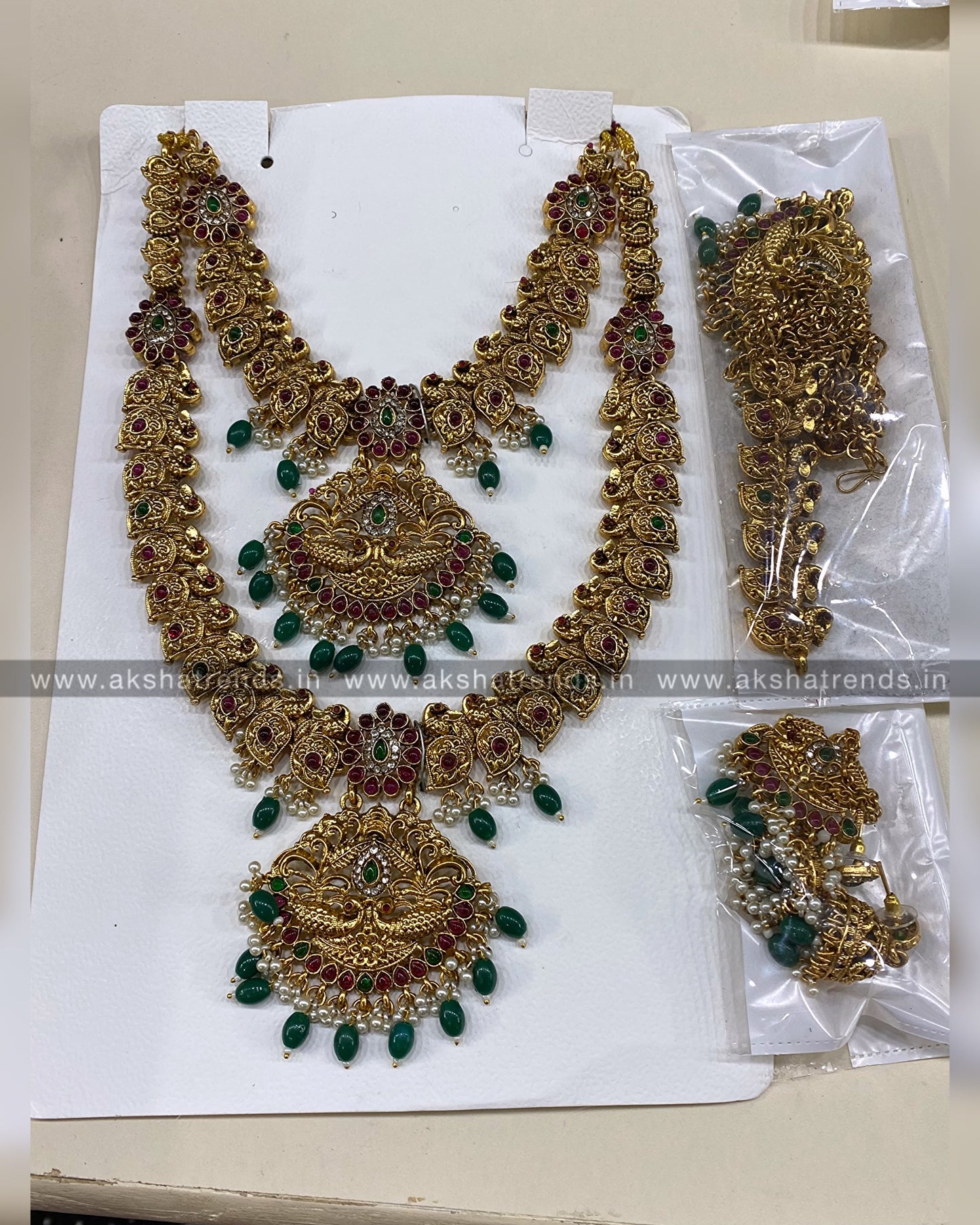 Antique Floral semi bridal -Green Aksha Trends