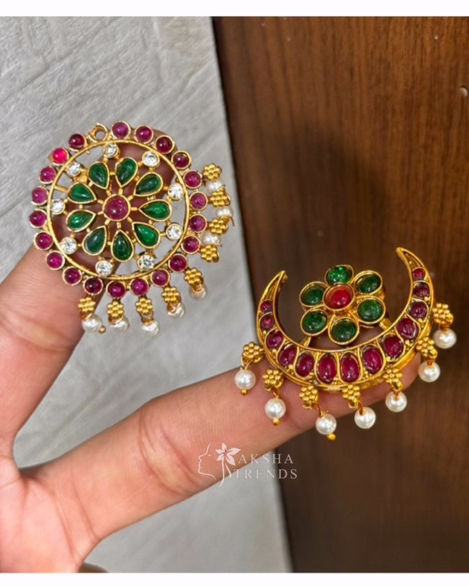 Antique kemp pearls -sun moon Aksha Trends