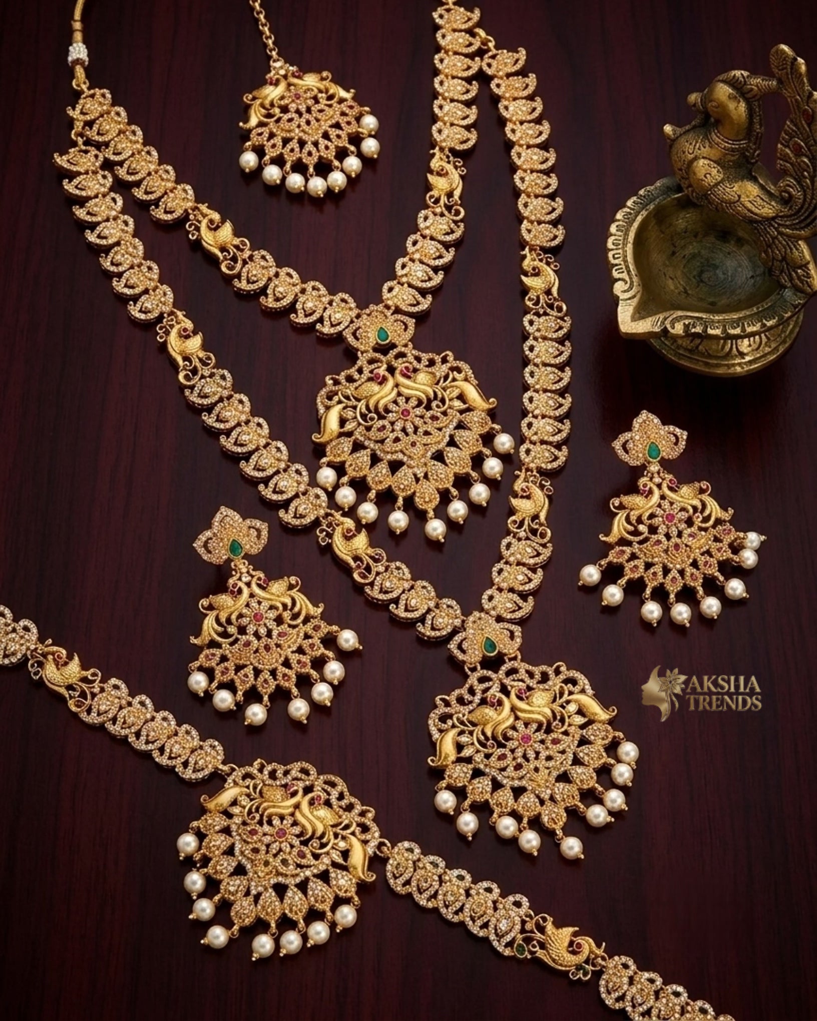 Peacock stone bridal combo Aksha Trends