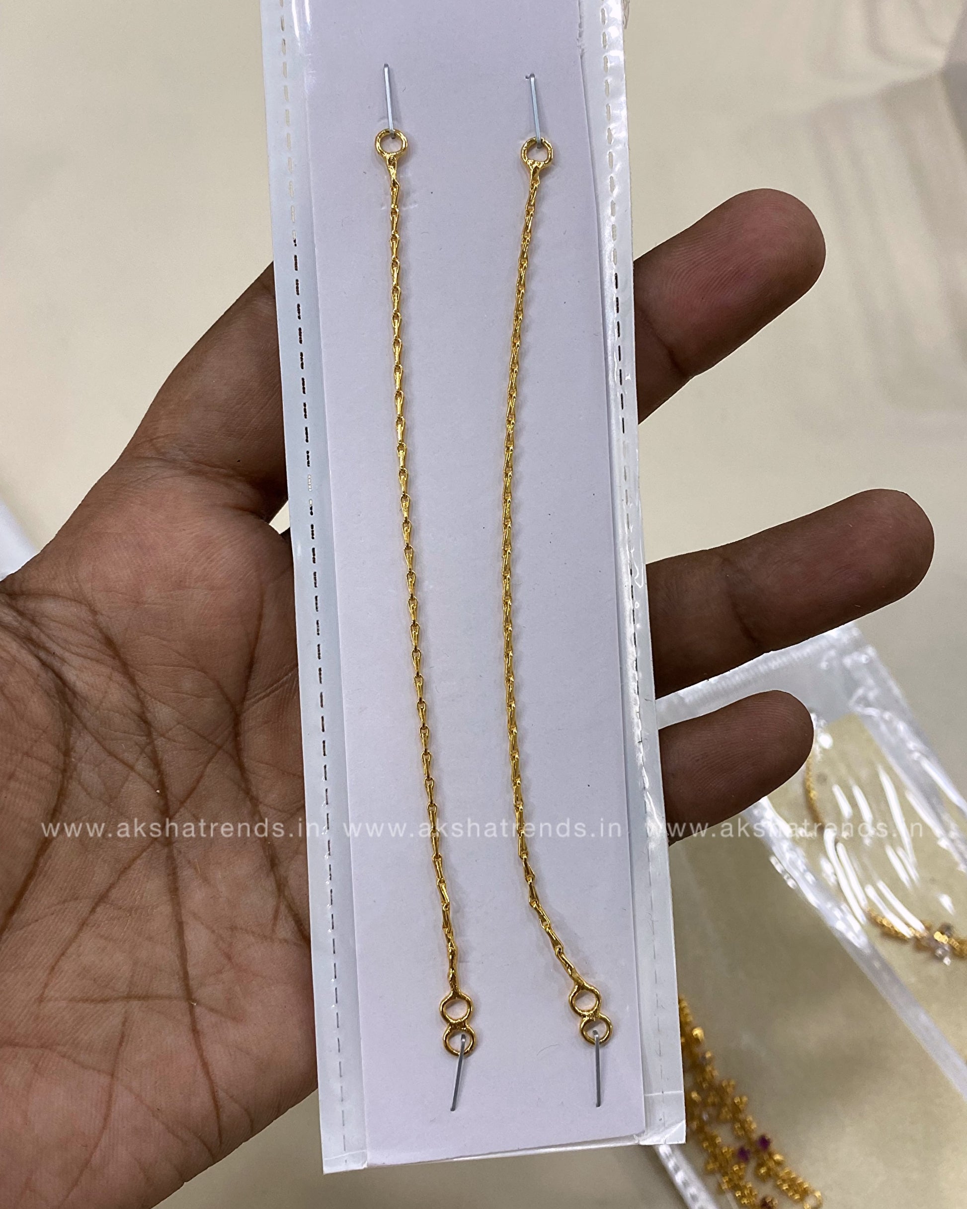 Micro gold line chain earchain Aksha Trends
