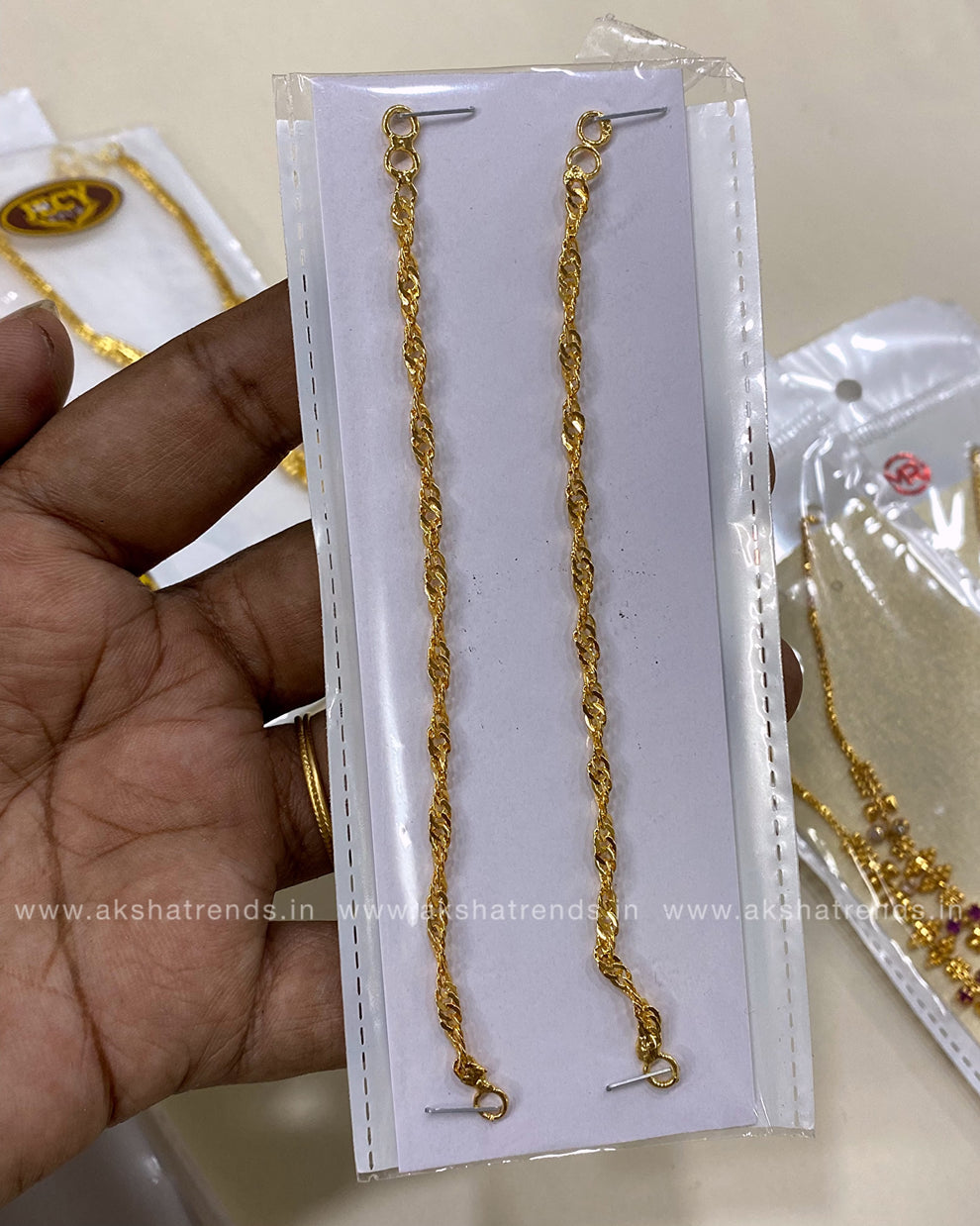 Micro gold twist chain earchain Aksha Trends 