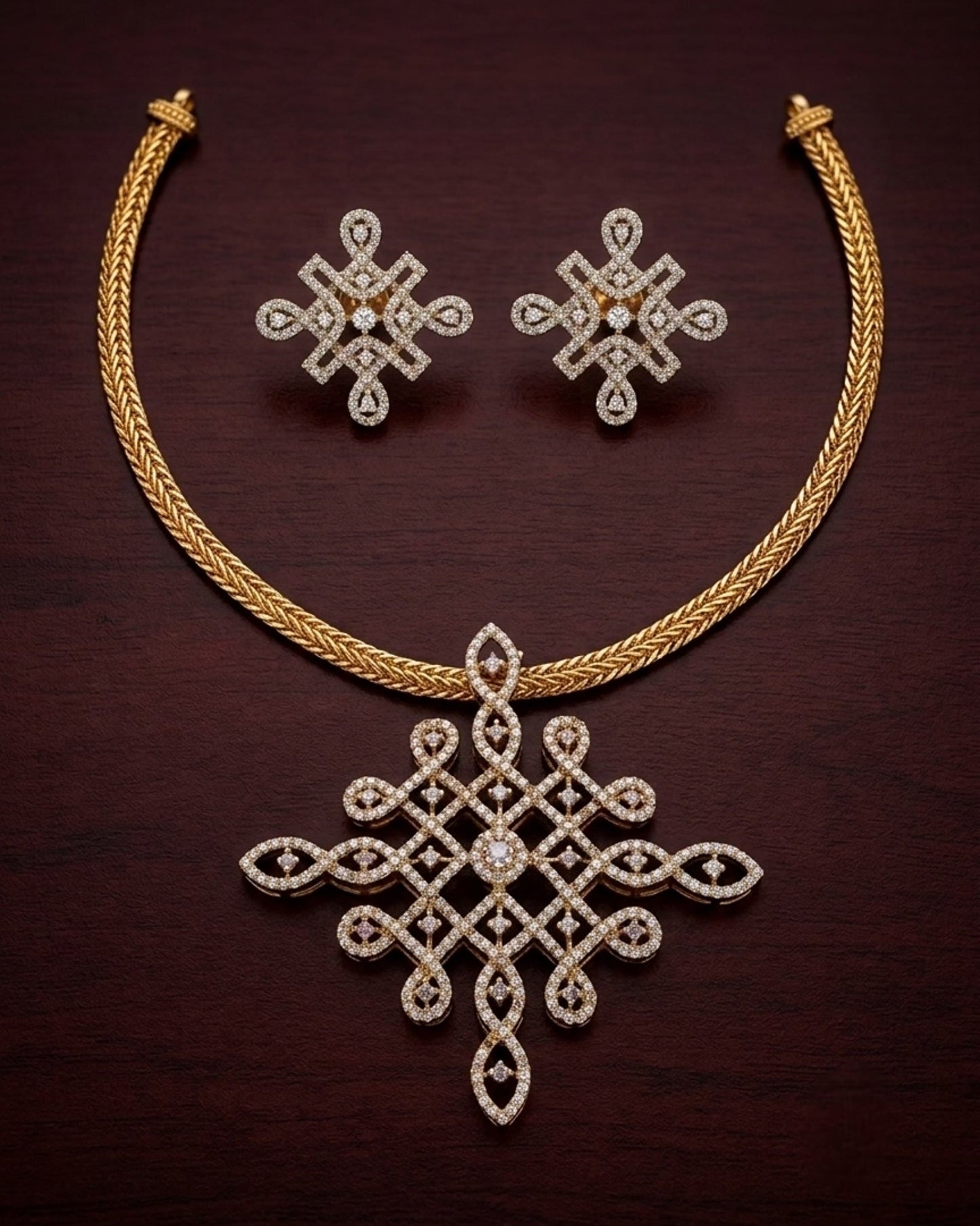 Kolam Diamond Necklace -white Aksha Trends
