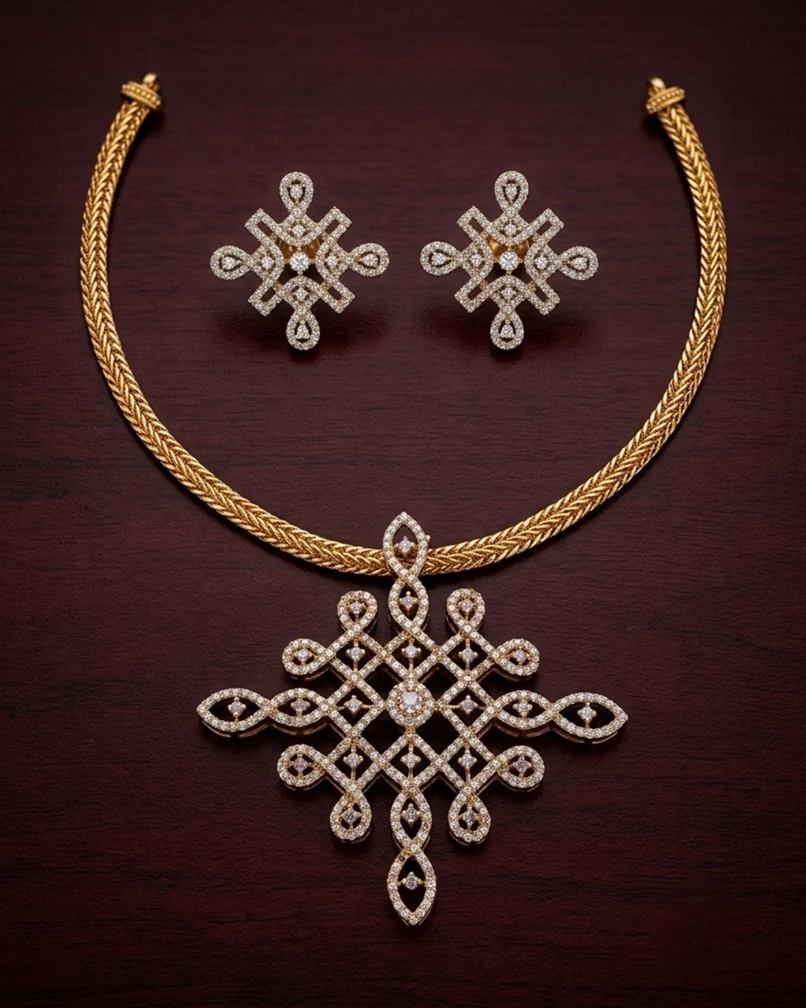 Kolam Diamond Necklace -white Aksha Trends