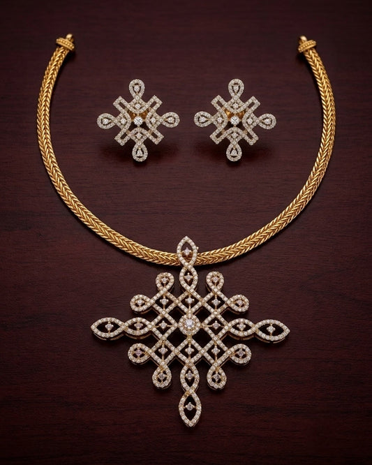 Kolam Diamond Necklace -white Aksha Trends