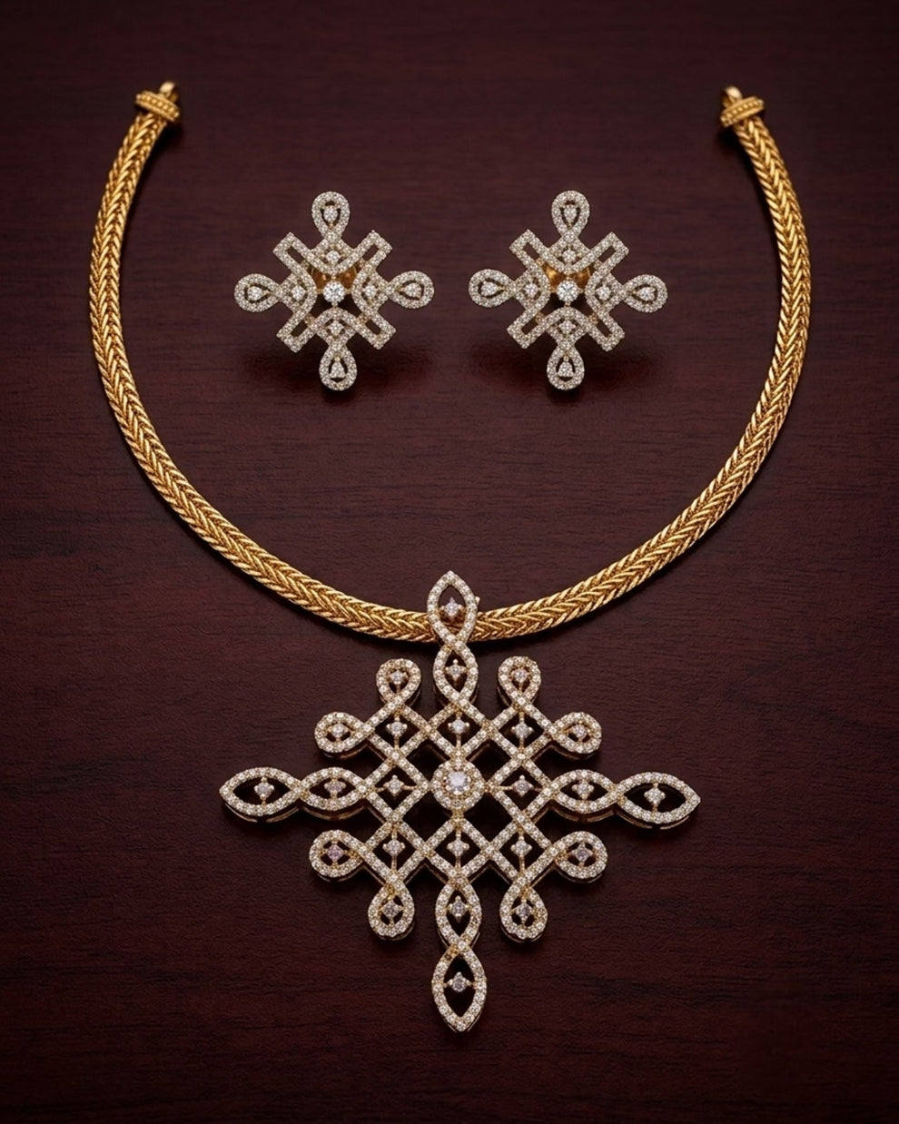 Kolam Diamond Necklace -white Aksha Trends 