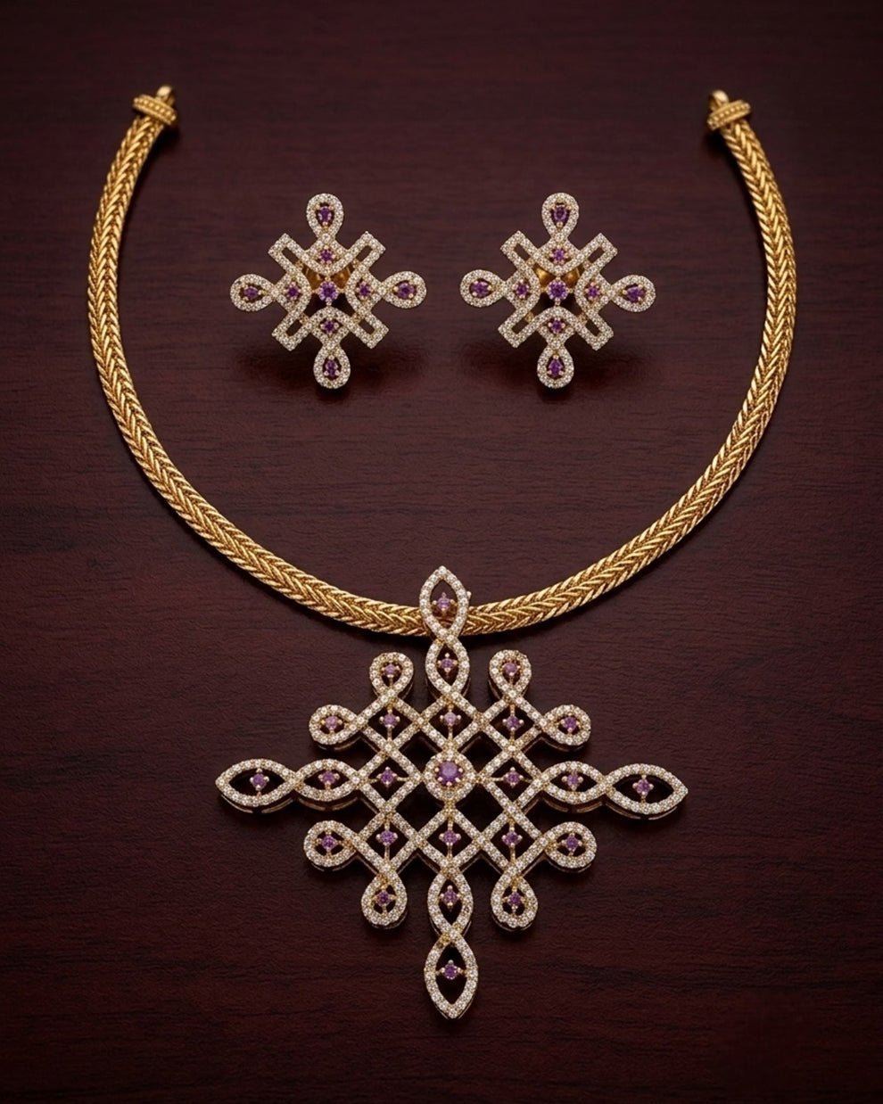 Kolam Diamond Necklace -purple Aksha Trends 