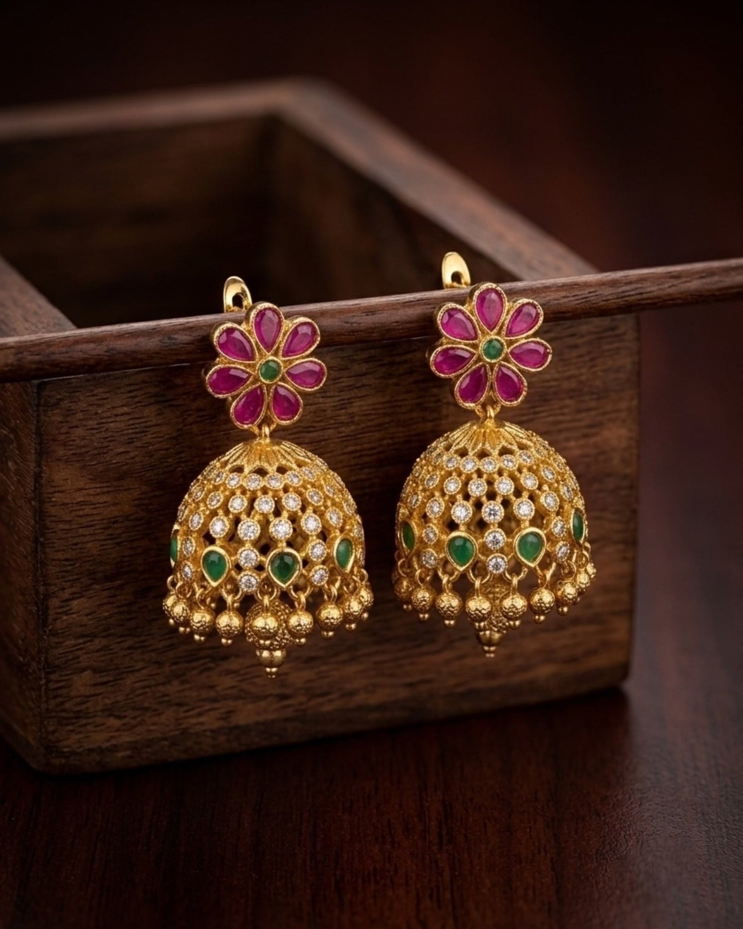 Floral diamond jhumka Aksha Trends
