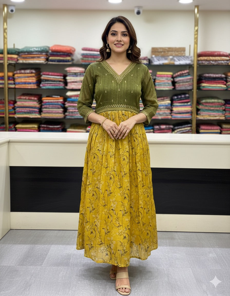 Premium Silk Anarkali Kurti (M) Aksha Trends