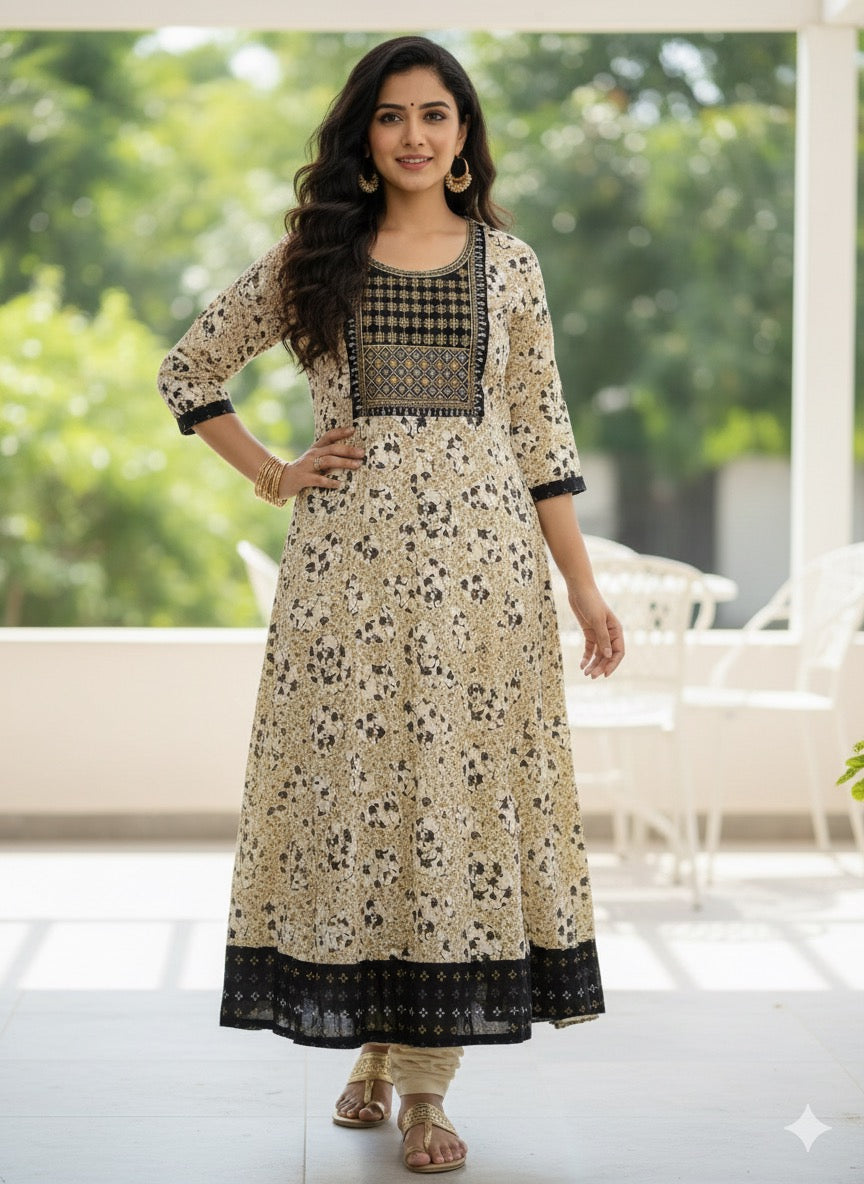 Cotton Anarkali flair Kurti Aksha Trends