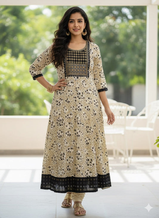 Cotton Anarkali flair Kurti Aksha Trends