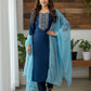 Cotton Silk Kurti Set -Blue Aksha Trends