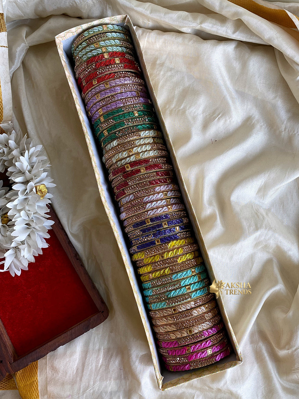 Kundan metal Bangles -(4pc/one colour) SIZE 2.6 (Copy) Aksha Trends 