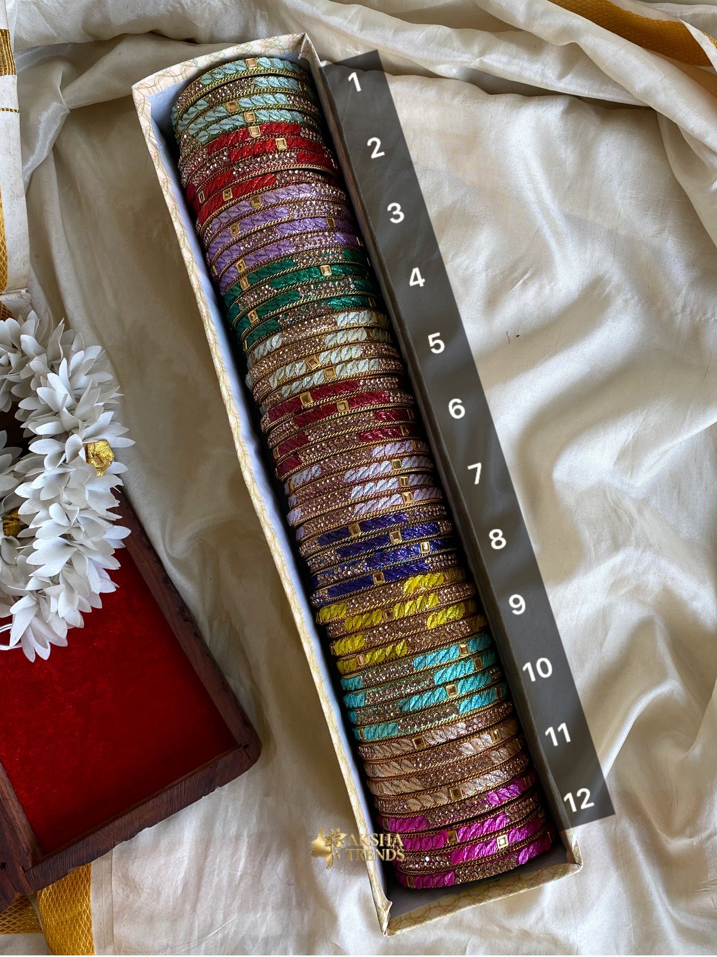 Kundan metal Bangles -(4pc/one colour) SIZE 2.6 (Copy) Aksha Trends