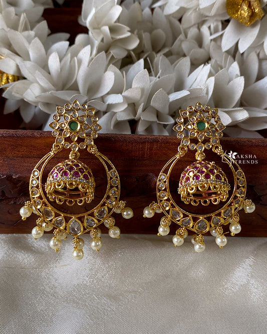 Floral diamond Chandbali jhumka Aksha Trends