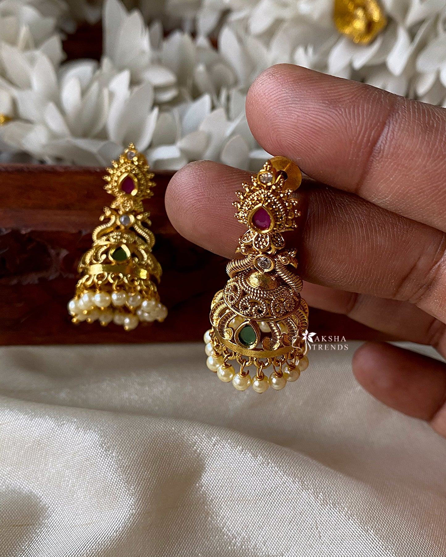 Premium floral jhumka Aksha Trends