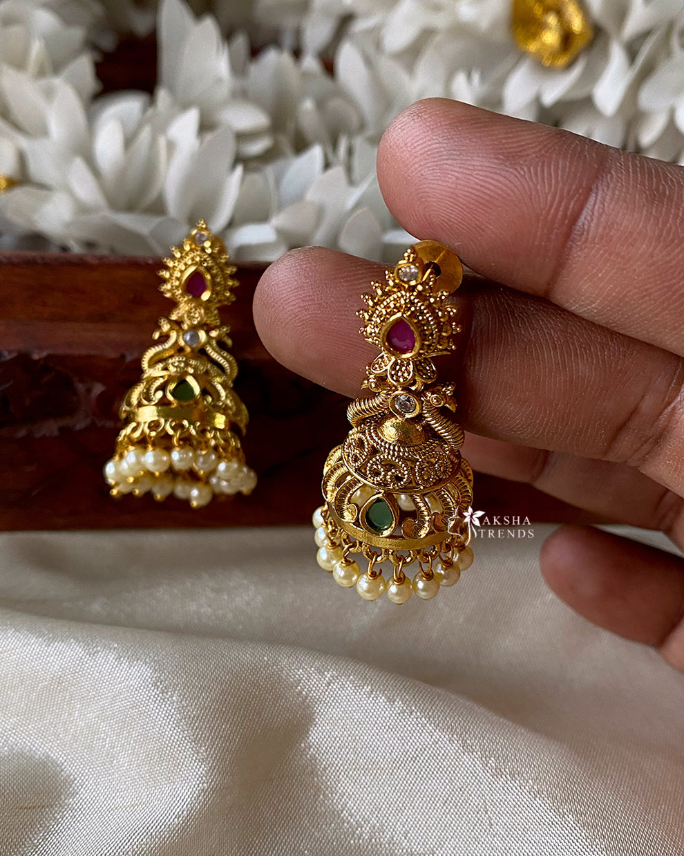 Premium floral jhumka Aksha Trends 
