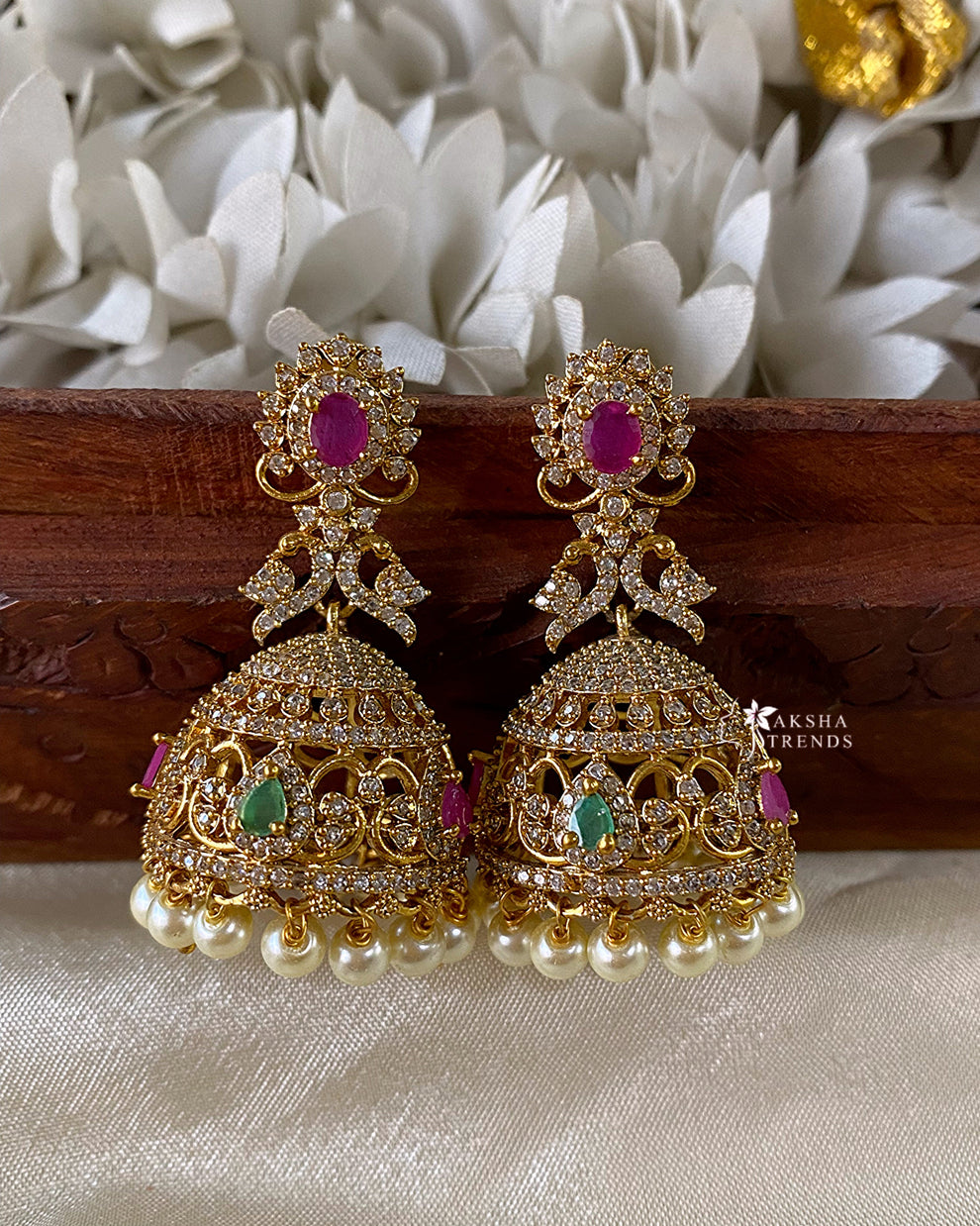 Premium diamond bridal jhumka Aksha Trends 