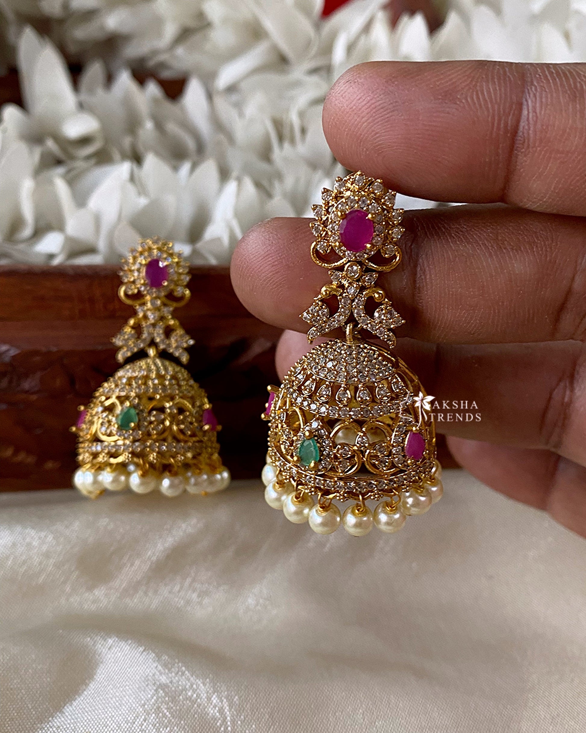 Premium diamond bridal jhumka Aksha Trends