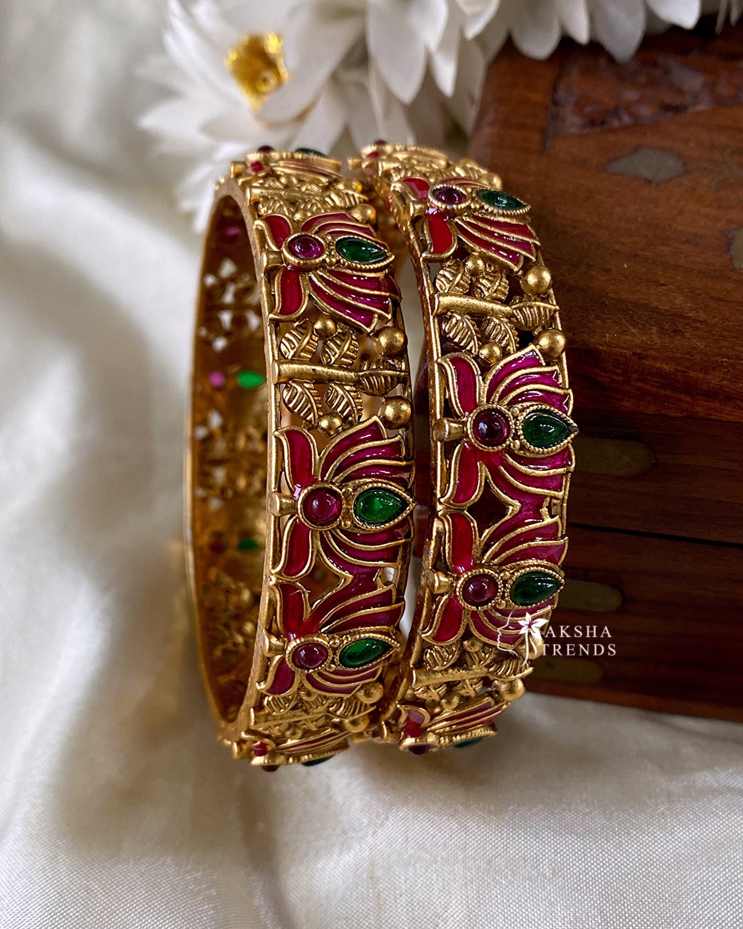 Antique lotus bangles (2pc) Aksha Trends