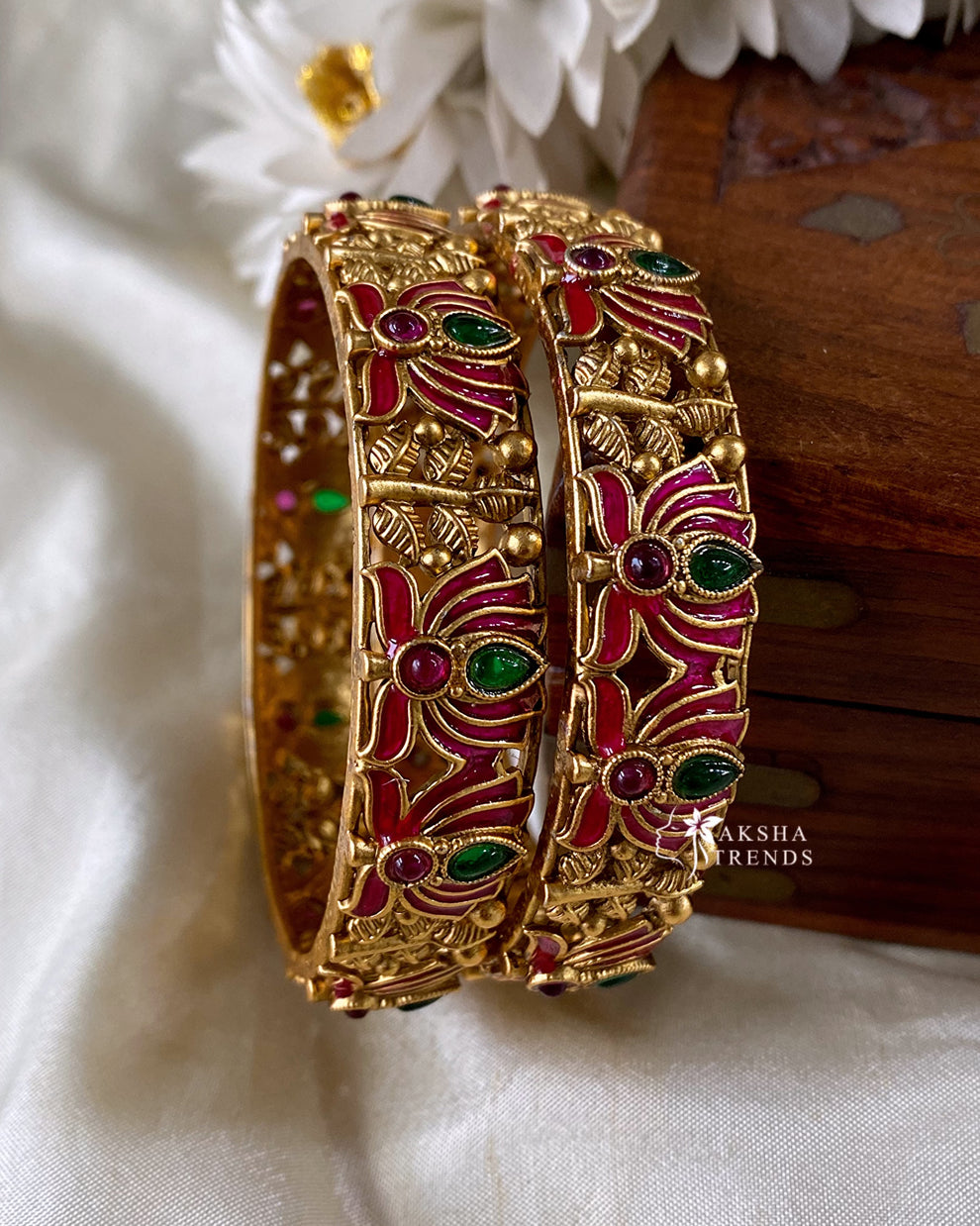 Antique lotus bangles (2pc) Aksha Trends 