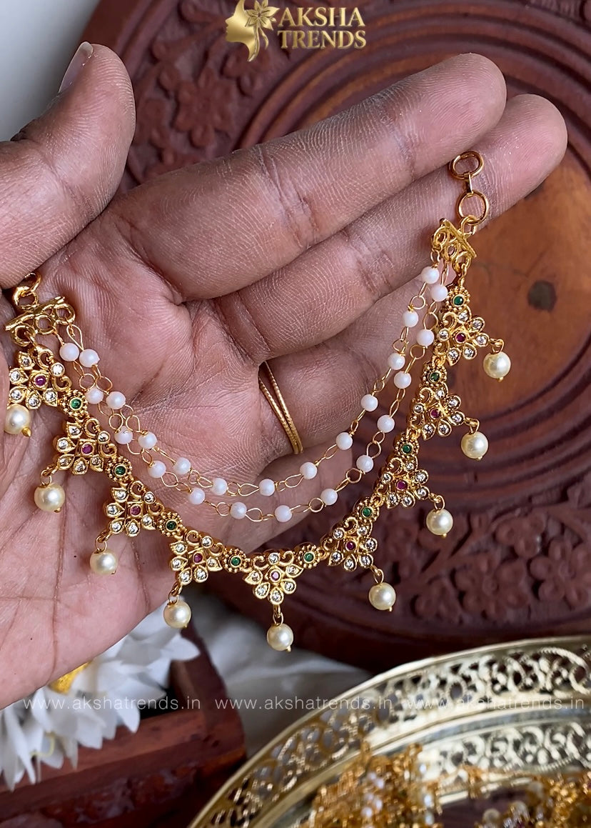 Premium diamond earchain -3 layer Aksha Trends 