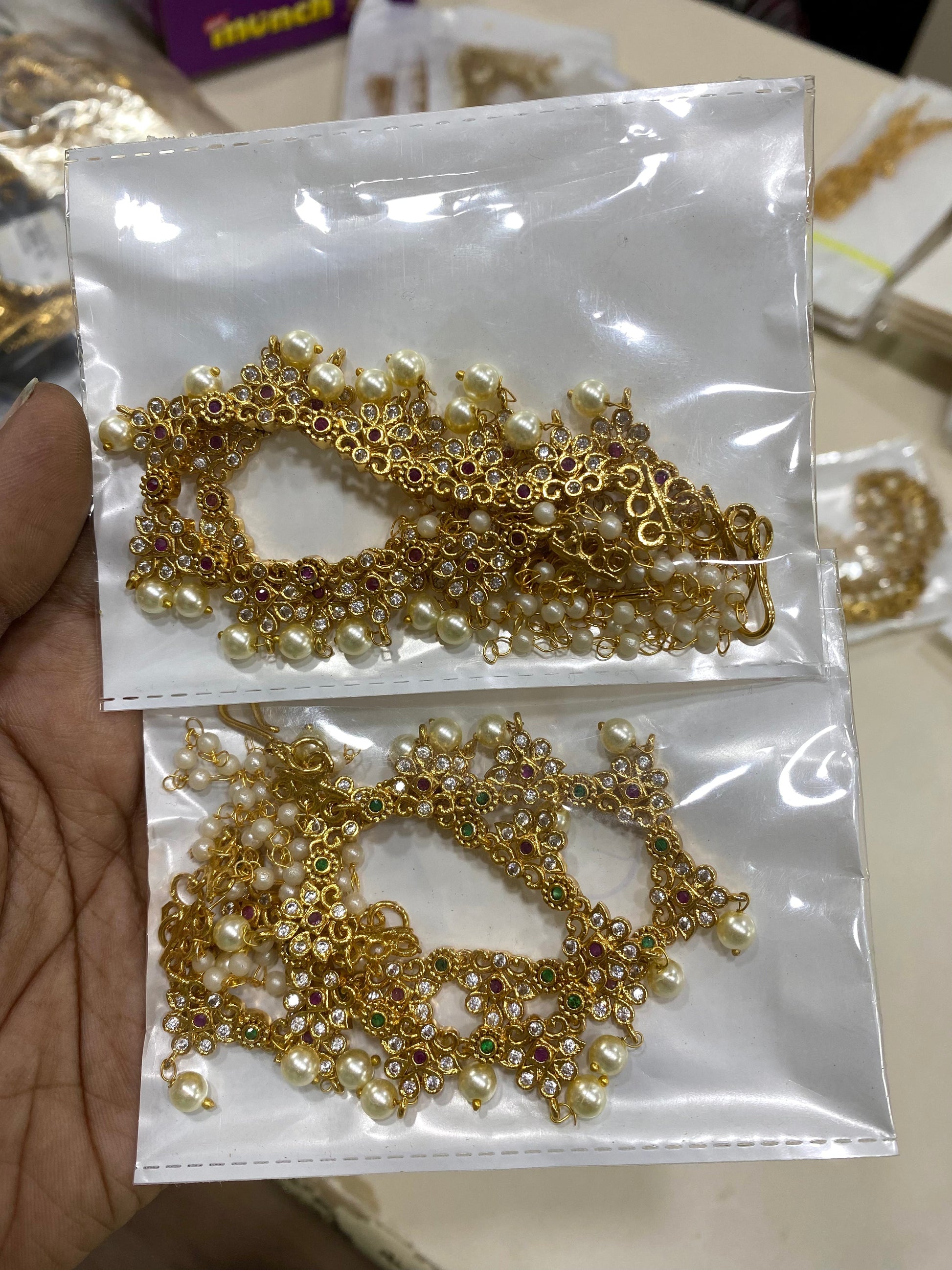 Premium diamond earchain -3 layer Aksha Trends
