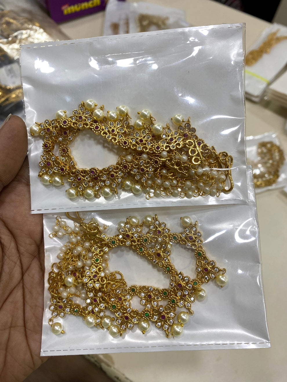 Premium diamond earchain -3 layer Aksha Trends 