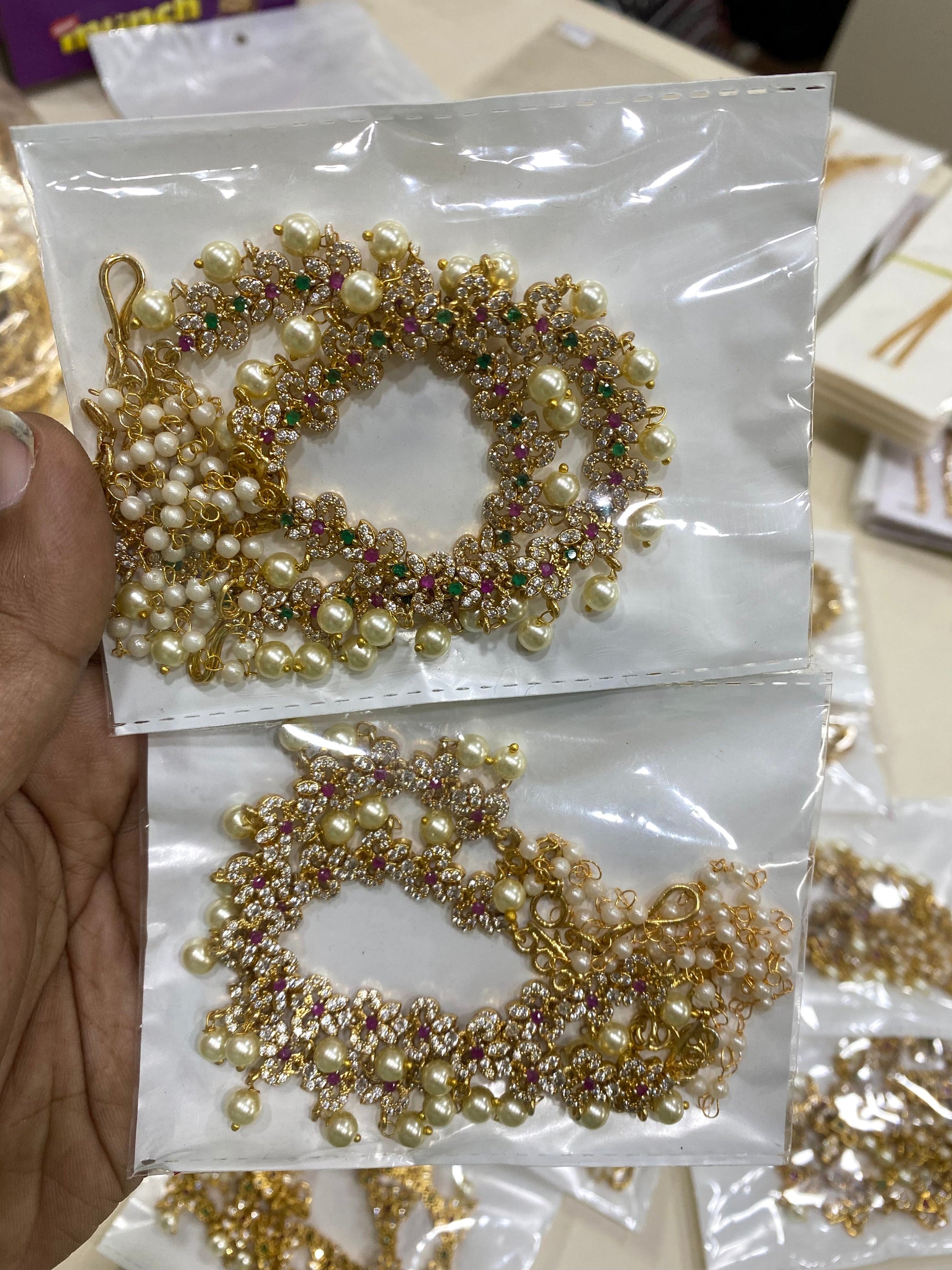 Premium floral diamond earchain -3 layer Aksha Trends