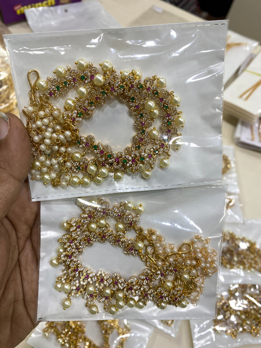 Premium floral diamond earchain -3 layer Aksha Trends 