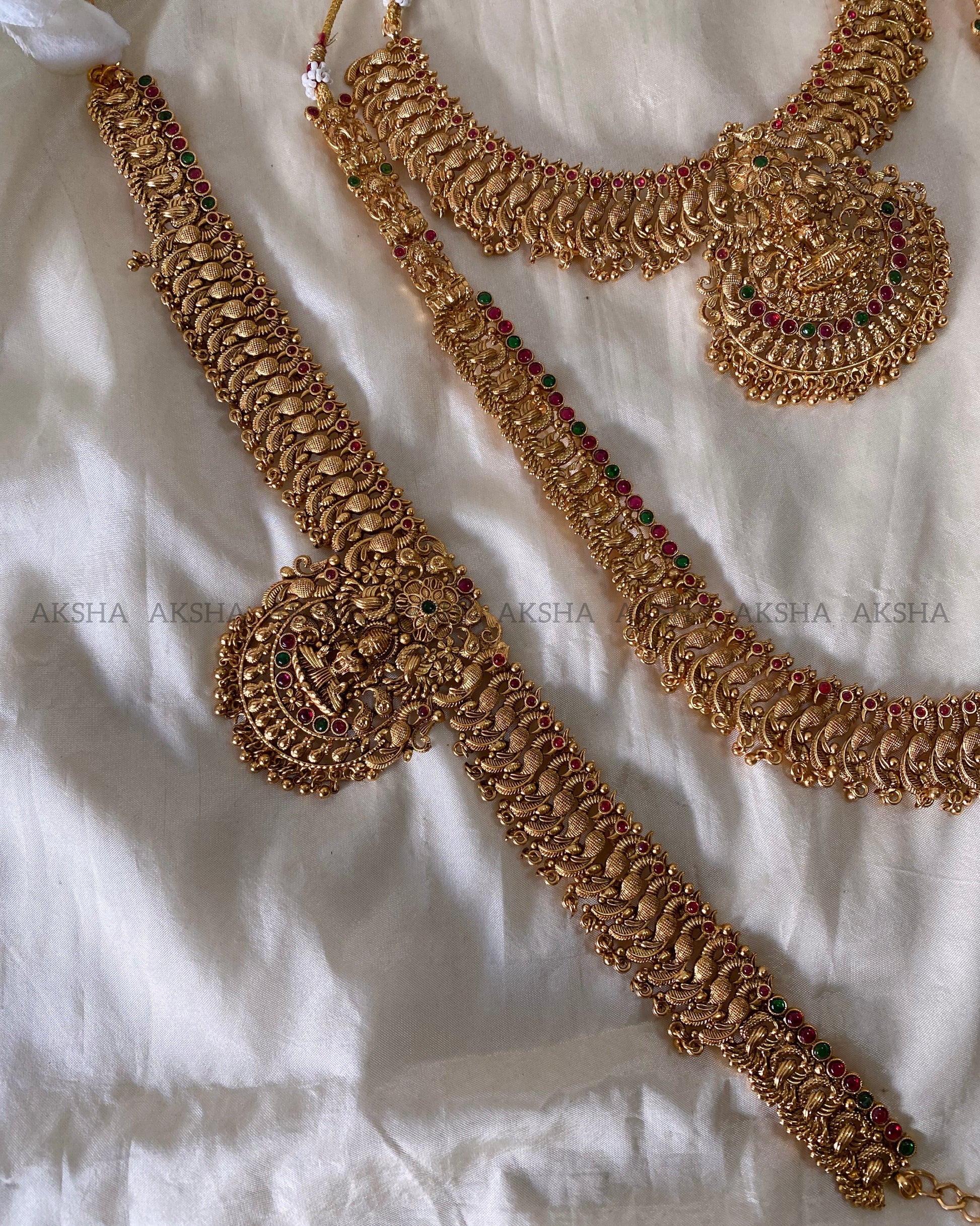 Lakshmi with peacock design -semi bridal combos Aksha Trends
