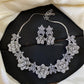 Silver flower diamond necklace Aksha Trends