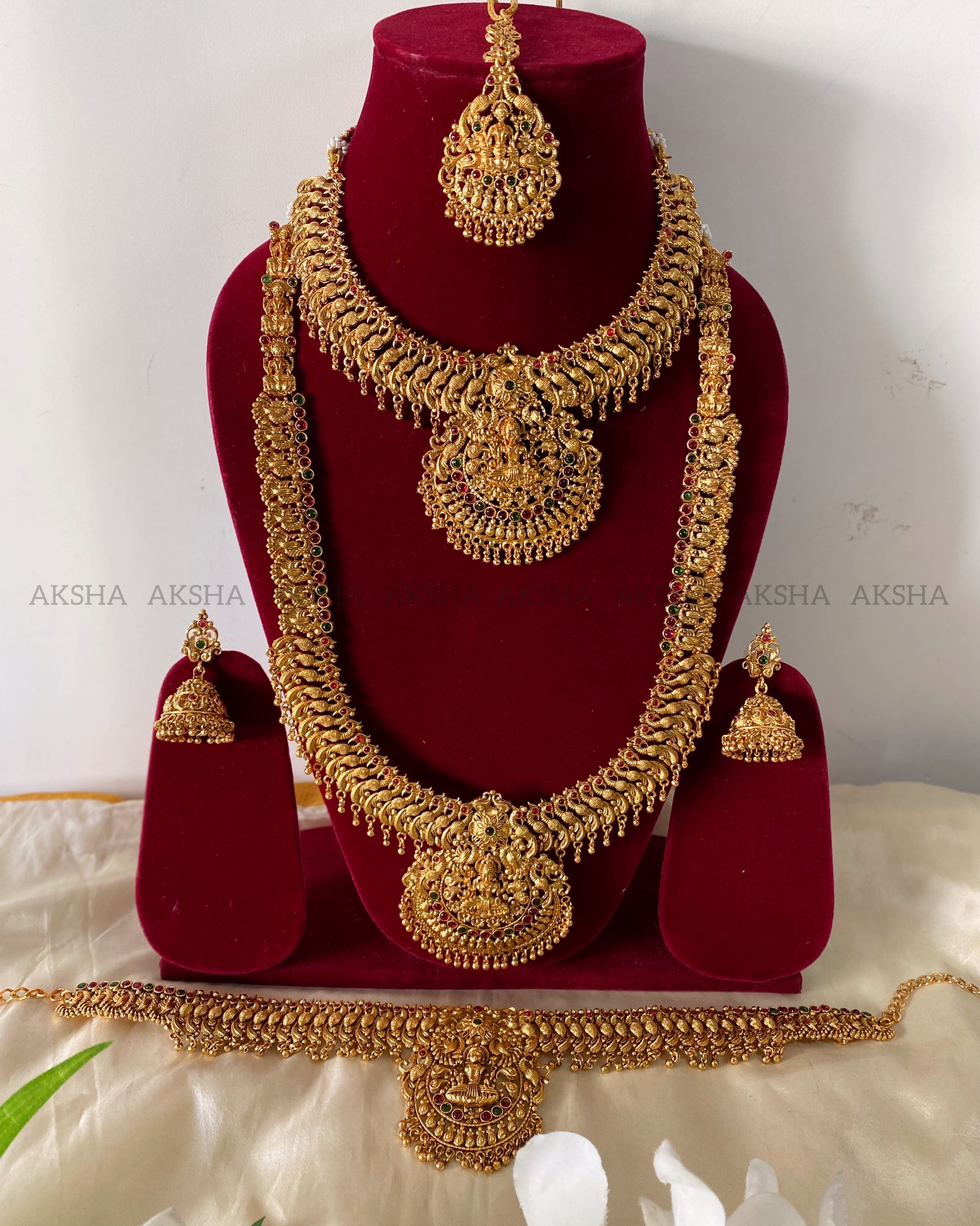 Lakshmi with peacock design -semi bridal combos Aksha Trends