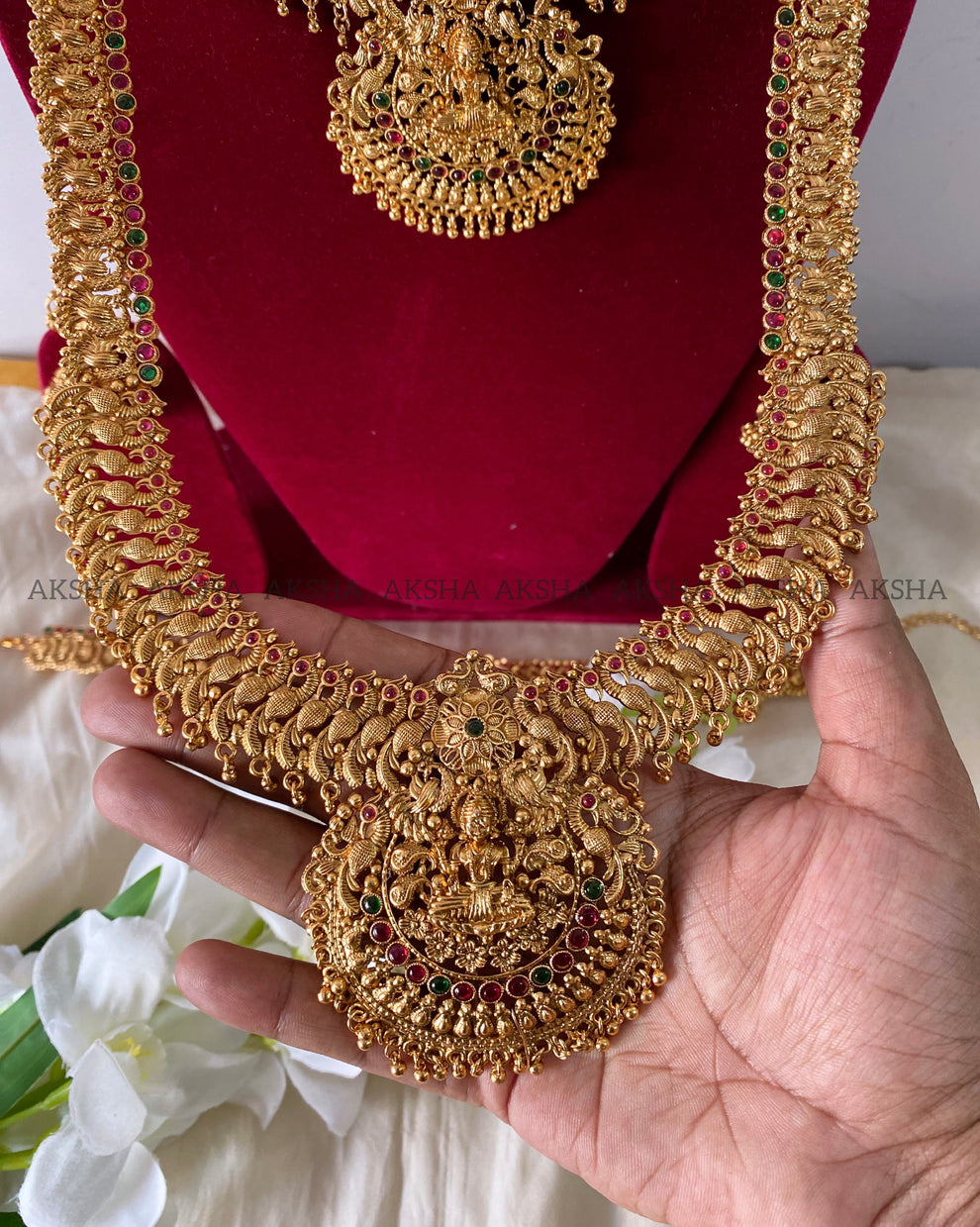 Lakshmi with peacock design -semi bridal combos Aksha Trends 