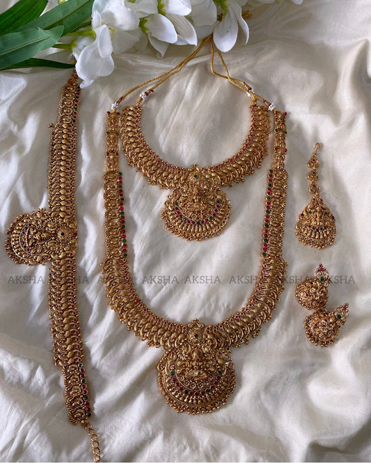 Lakshmi with peacock design -semi bridal combos Aksha Trends