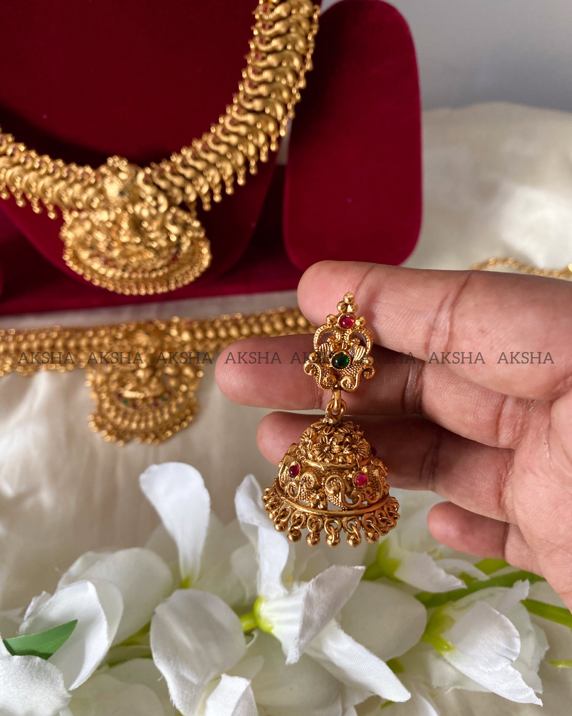 Lakshmi with peacock design -semi bridal combos Aksha Trends