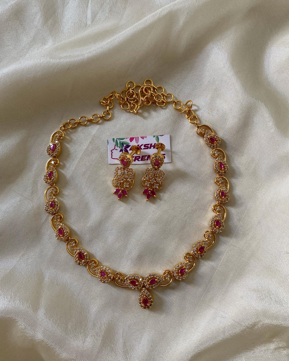 Floral AD necklace 1gm polish v1 Aksha Trends 