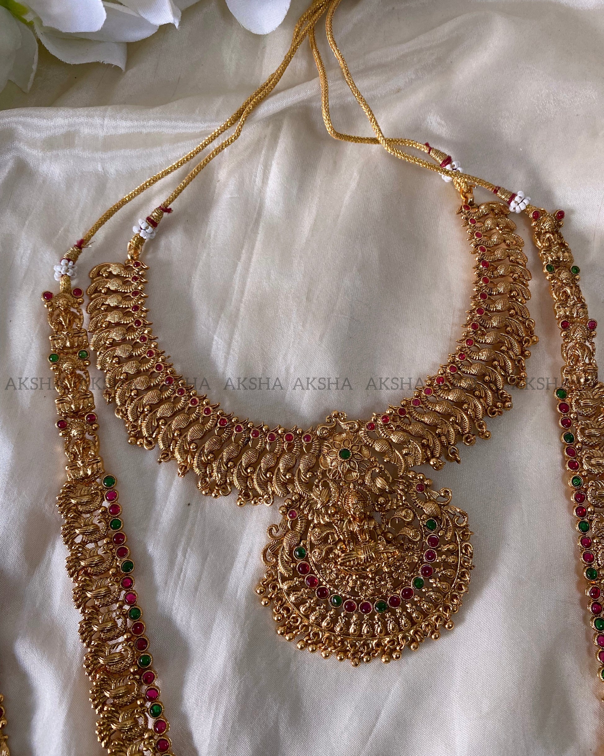 Lakshmi with peacock design -semi bridal combos Aksha Trends