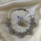 Silver flower diamond necklace Aksha Trends