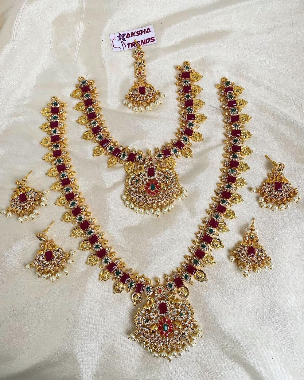 Goldpolish bridal stone combo -Ruby Aksha Trends 