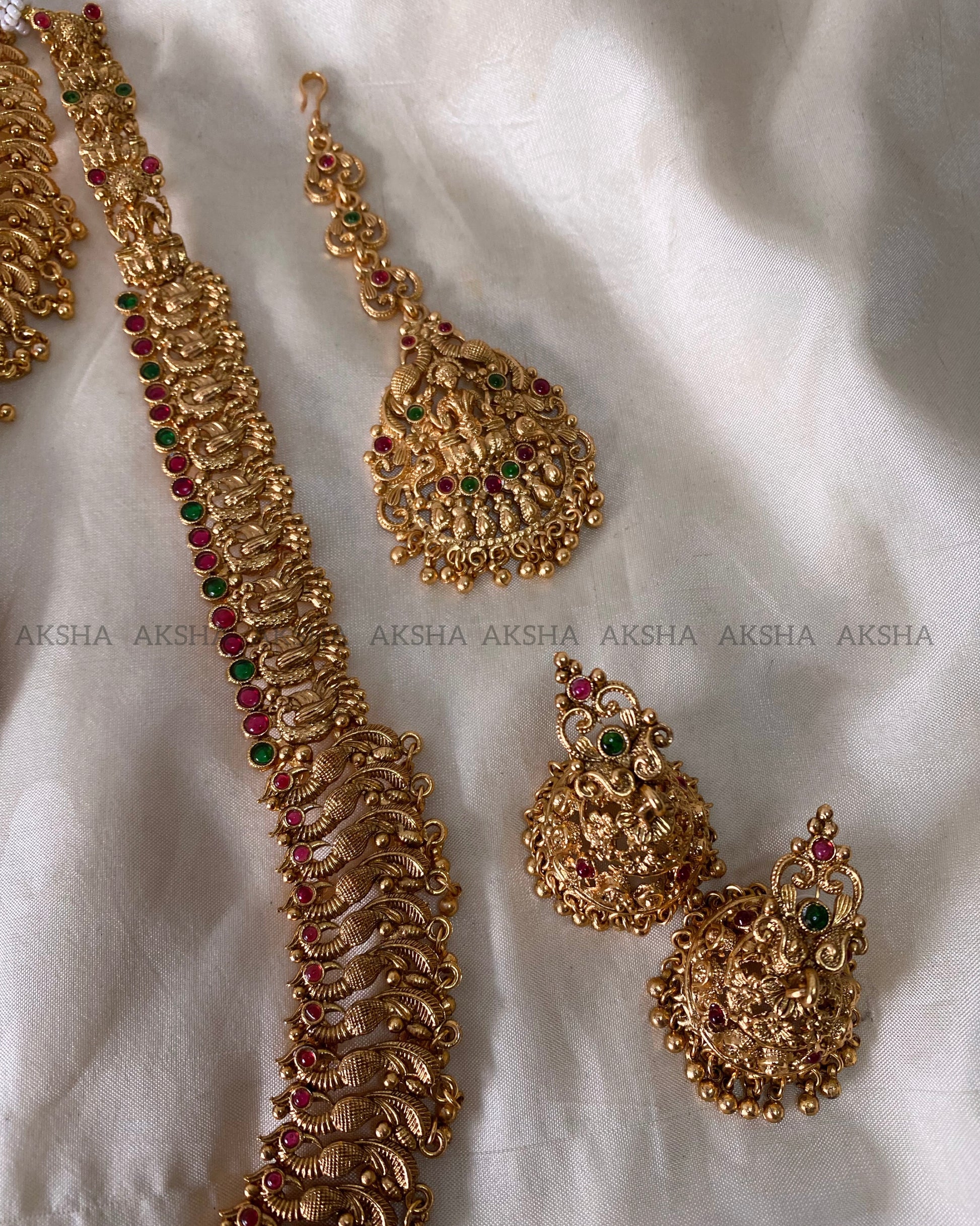 Lakshmi with peacock design -semi bridal combos Aksha Trends