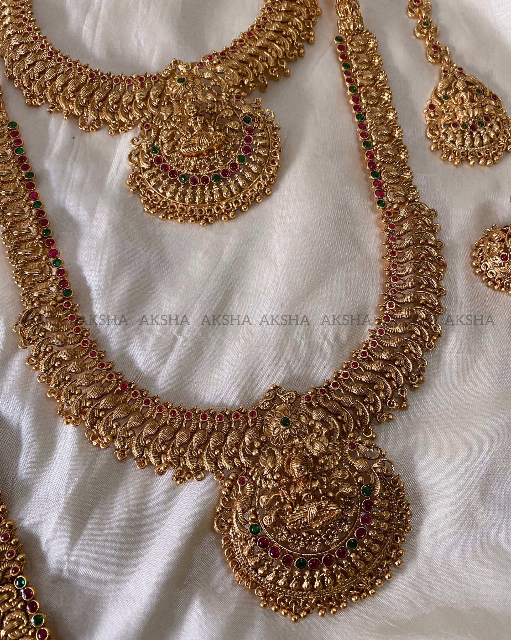 Lakshmi with peacock design -semi bridal combos Aksha Trends