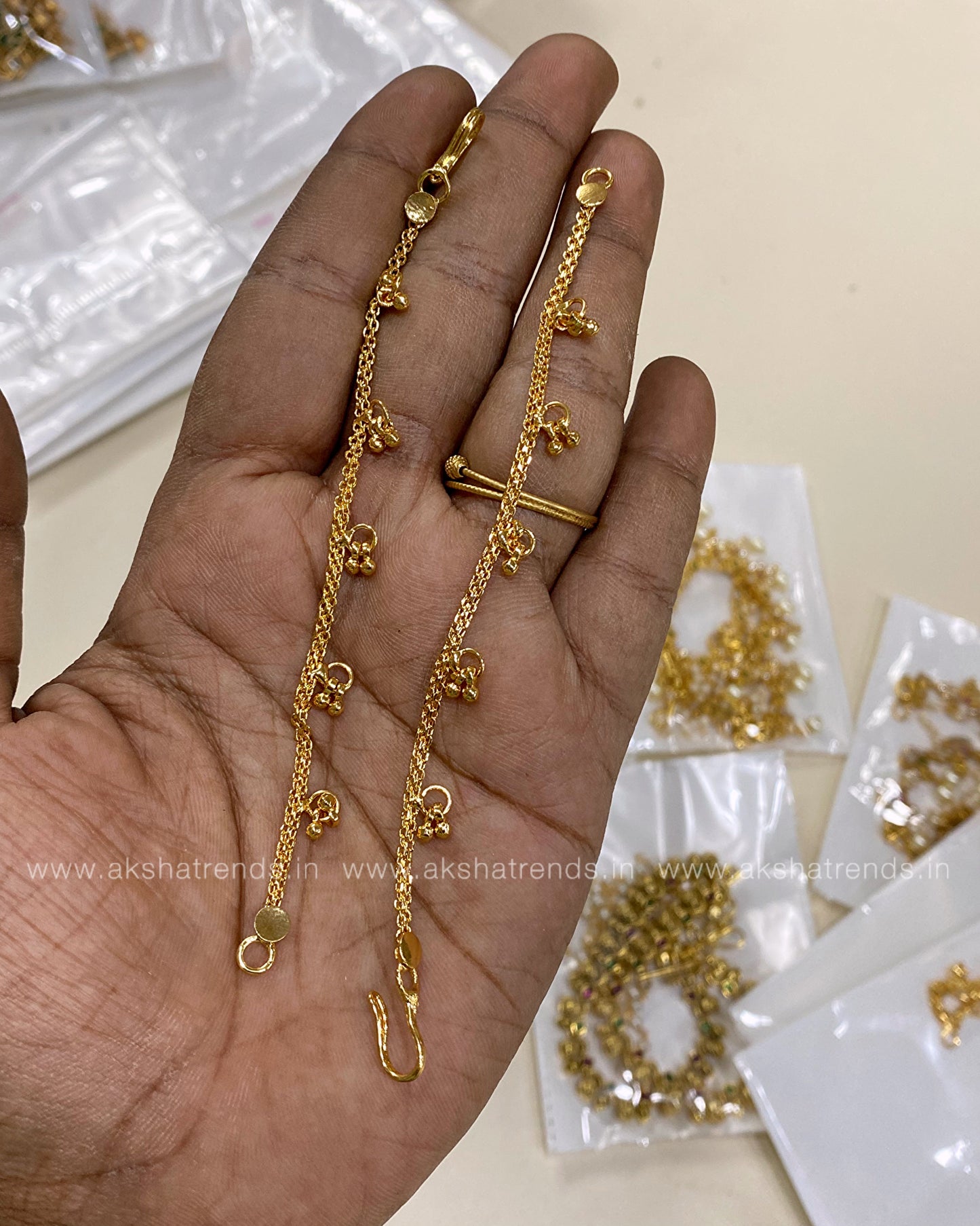 Micro gold bead earchain -1 line Aksha Trends