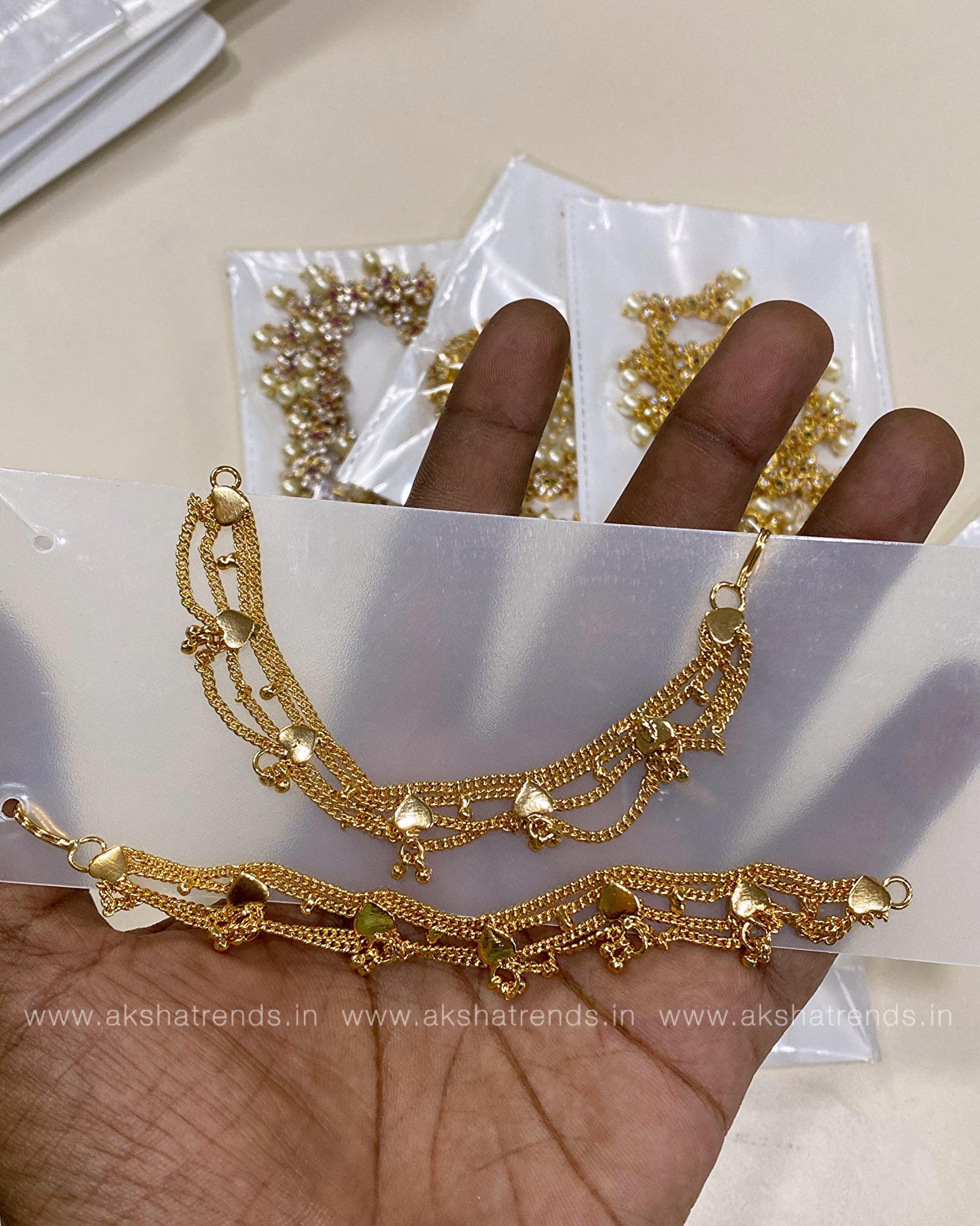 Micro gold bead earchain -layer line Aksha Trends