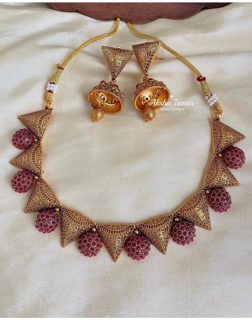 Brass floral necklace Aksha Trends
