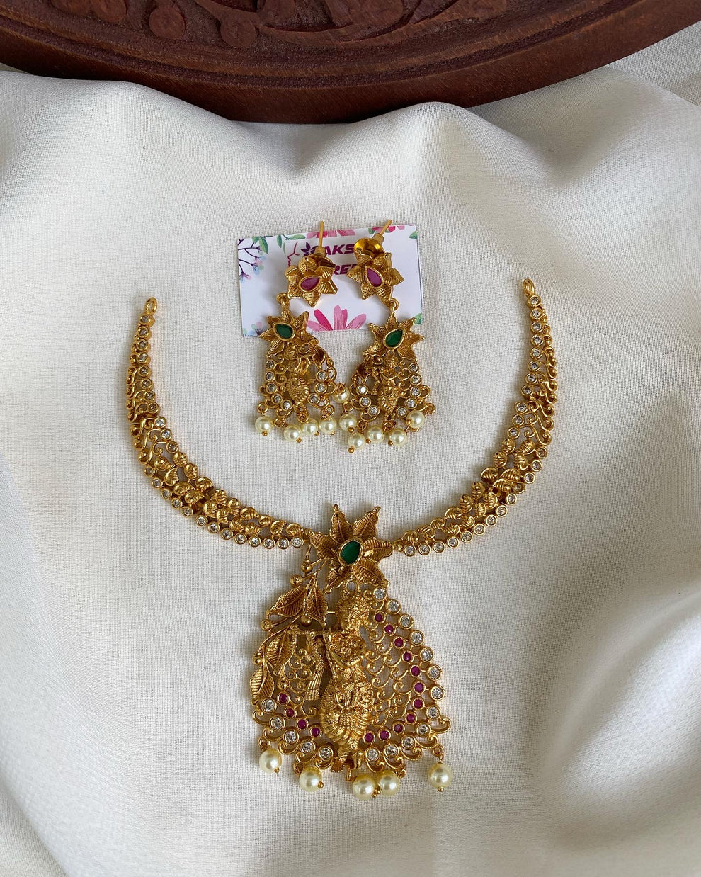 Krishna golden necklace Aksha Trends 